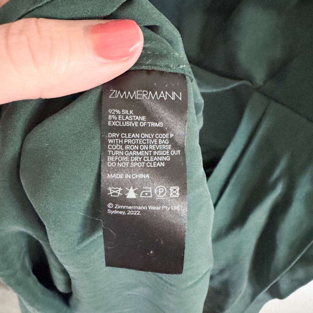 NWT Zimmermann Jade Green Silk Drape Dress US 10 - Picture 6 of 7